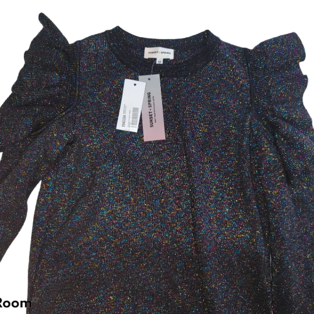 Sunset & Spring Black Metallic Ruffled Sweater - Picture 4 of 6